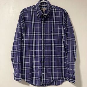 Burberry Men's Purple Checkered Dress Shirt